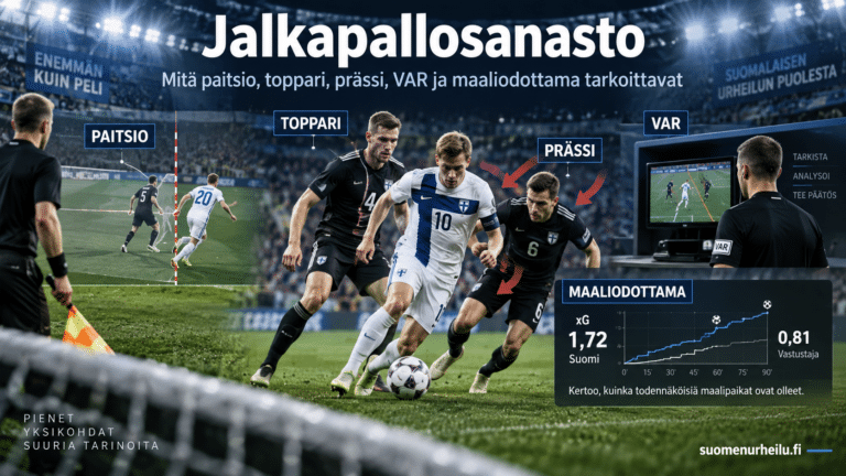 Jalkapallosanasto – mitä paitsio, toppari, prässi, VAR ja maaliodottama tarkoittavat