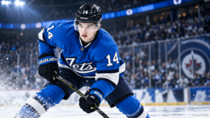 Jääkiekkoilija Ville Heinola pelipaidassa numero 14