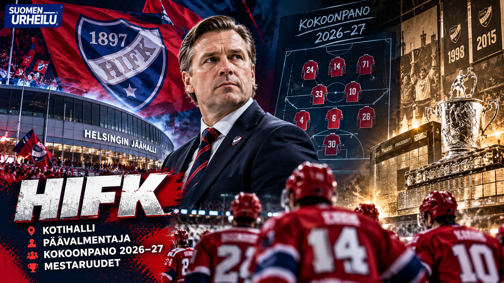 HIFK – kotihalli, päävalmentaja, kokoonpano 2026-27 ja mestaruudet