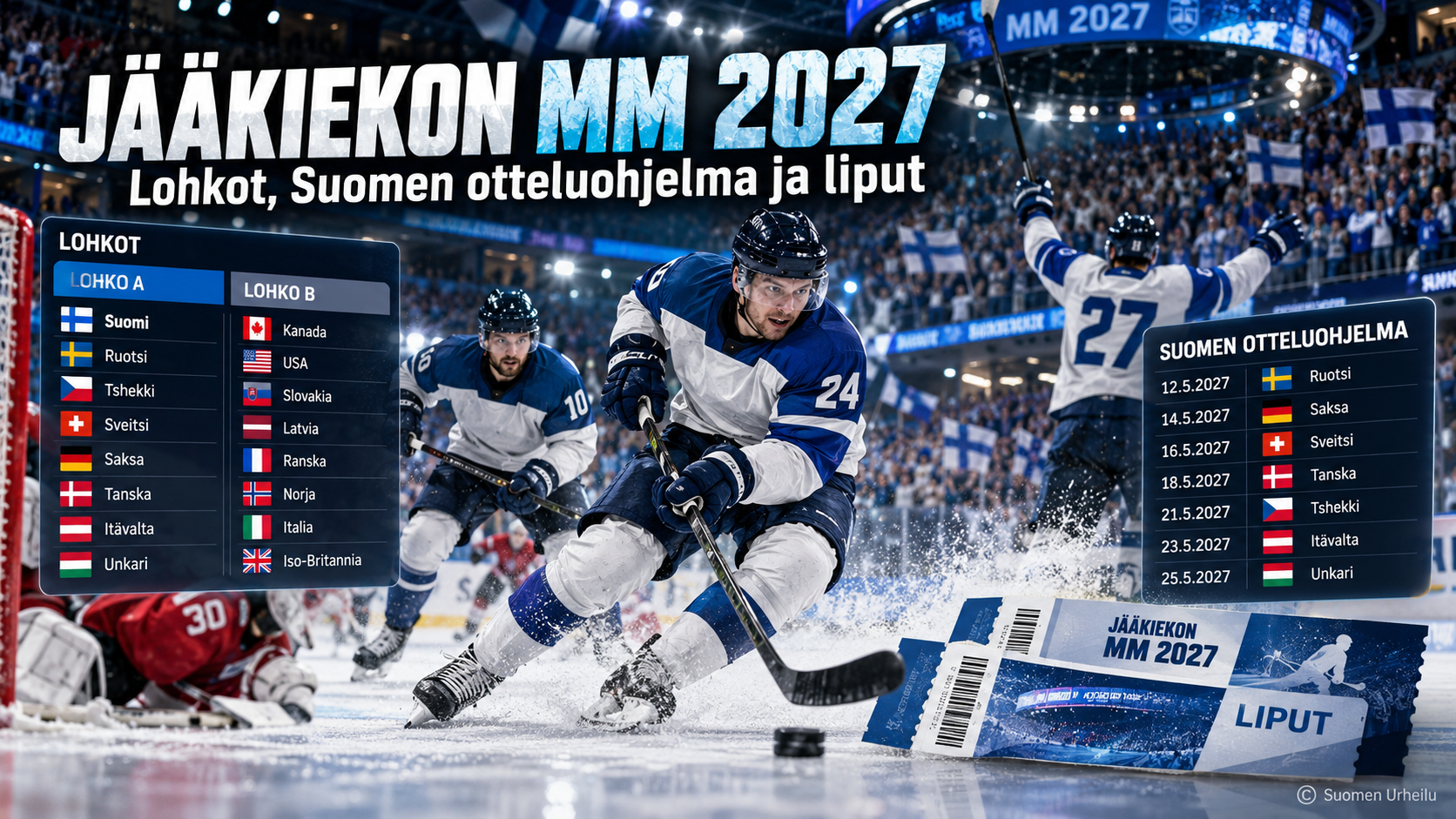 Jääkiekon MM 2027 – lohkot, Suomen otteluohjelma ja liput