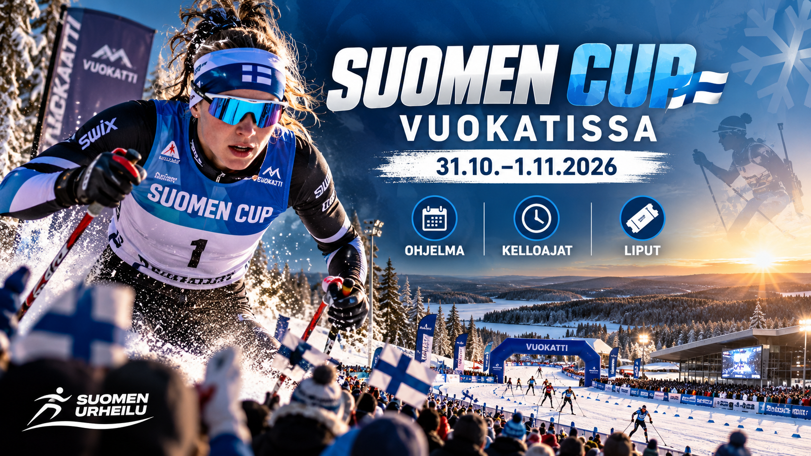 Suomen cup Vuokatissa 31.10.–1.11.2026: ohjelma, kellonajat ja liput